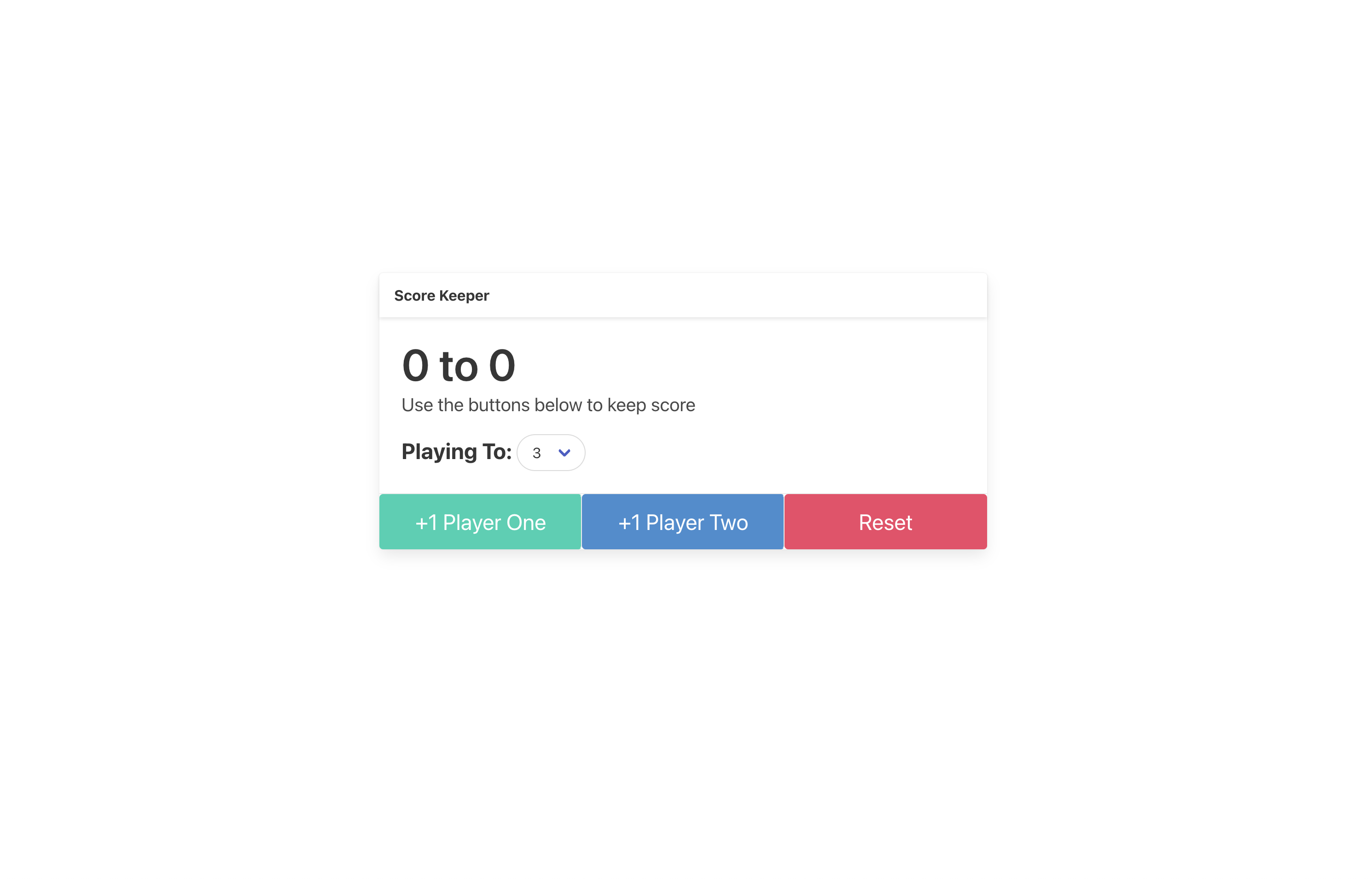 Screenshot of scorekeeper app